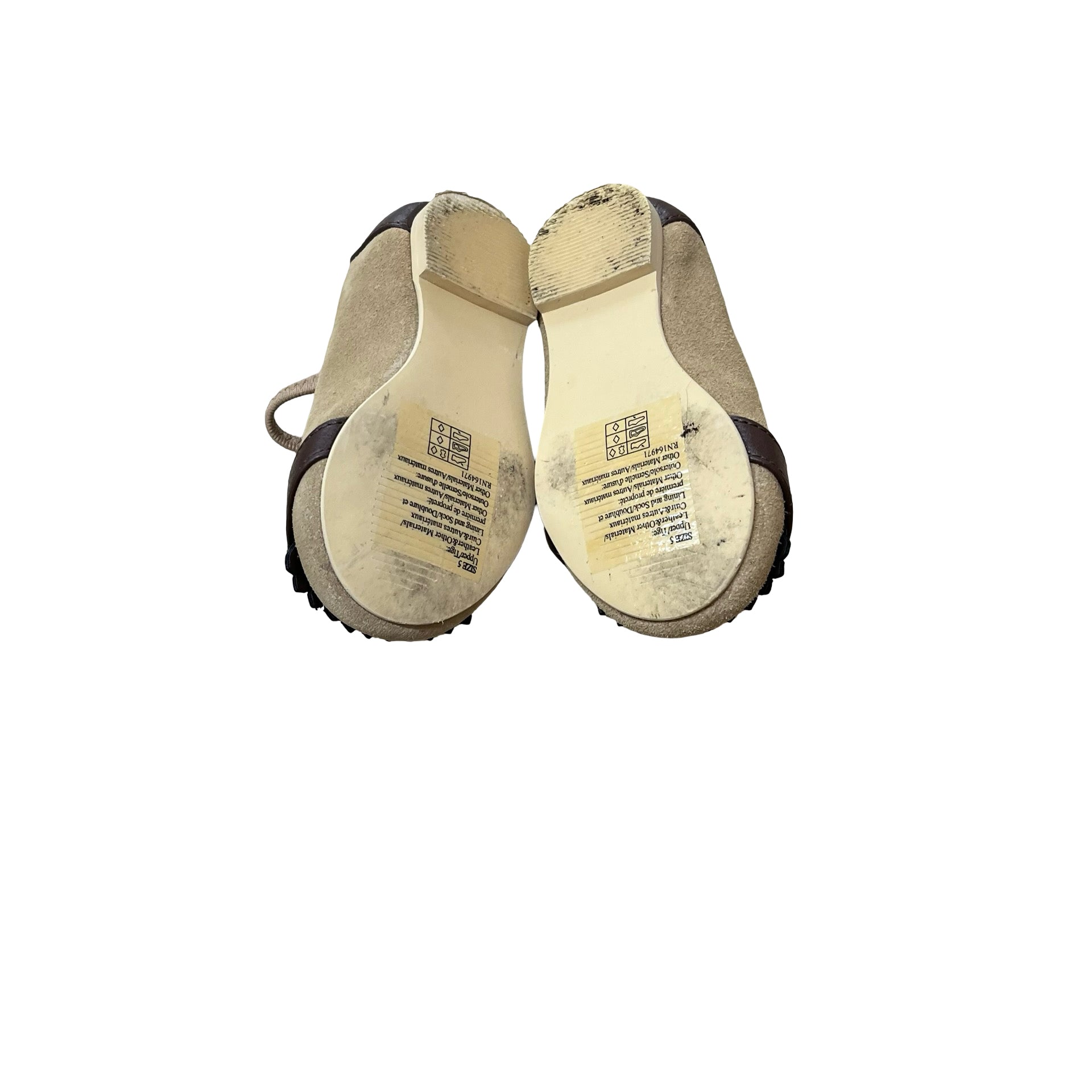 Janie and Jack Tan Suede Gold Bit Shoes - Size 5