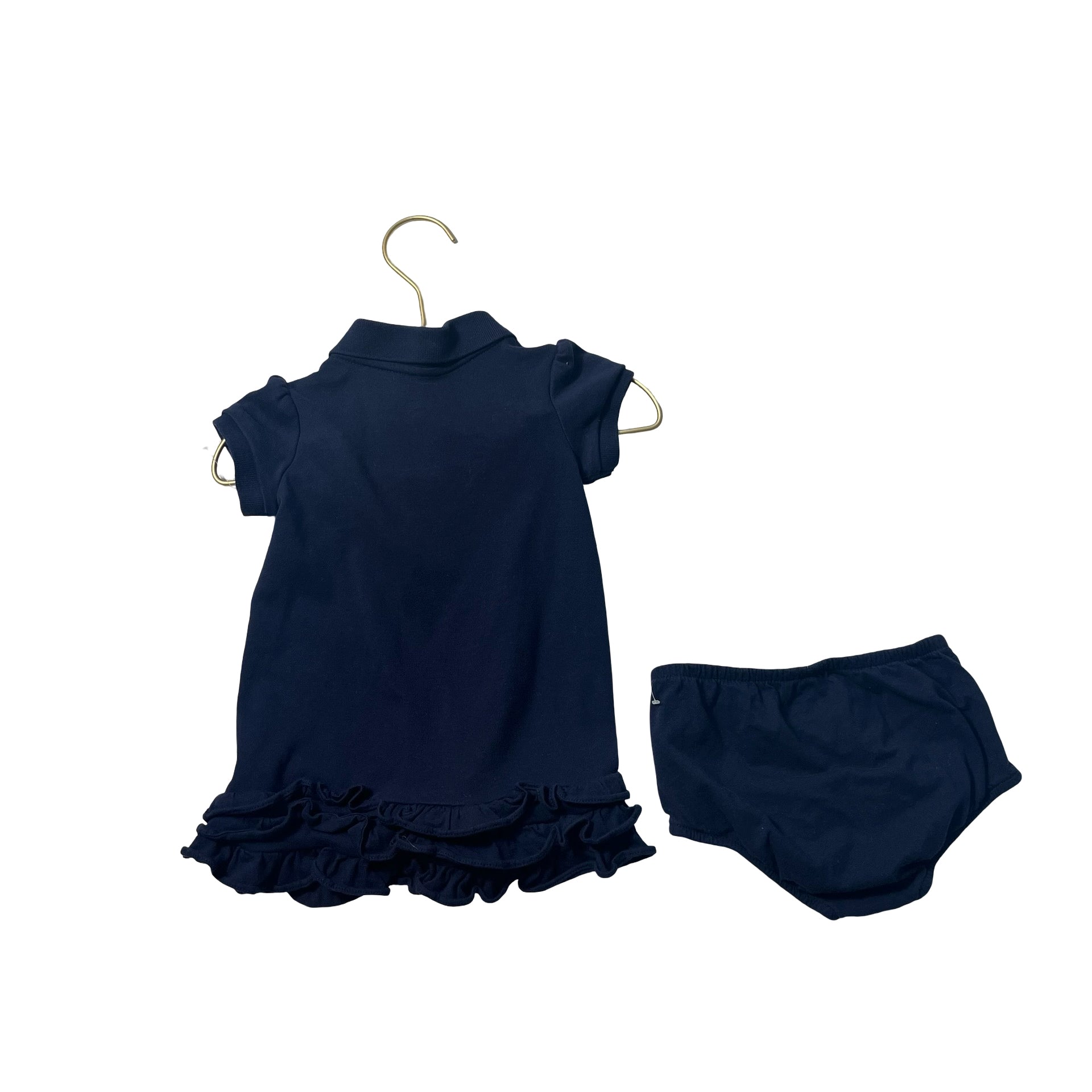 Ralph Lauren Navy Polo Dress & Bloomers - Size 12 Mo
