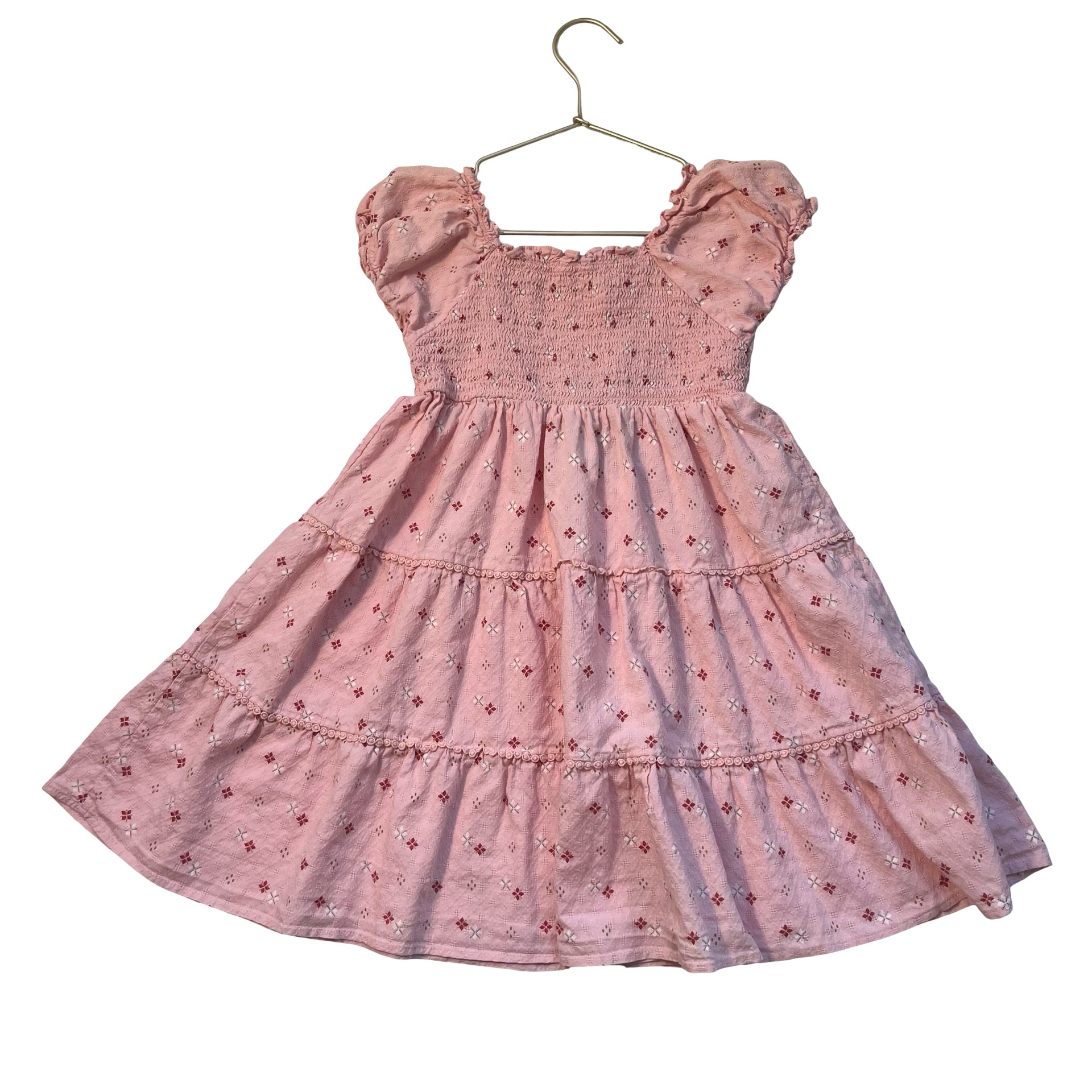 Mayoral Pink Pattern Smocked Dress - Size 7