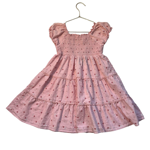 Mayoral Pink Pattern Smocked Dress - Size 7