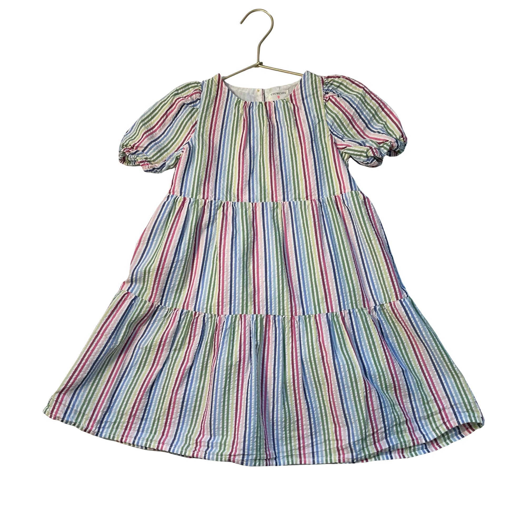Crewcuts Rainbow Striped Seersucker Dress - Size 5