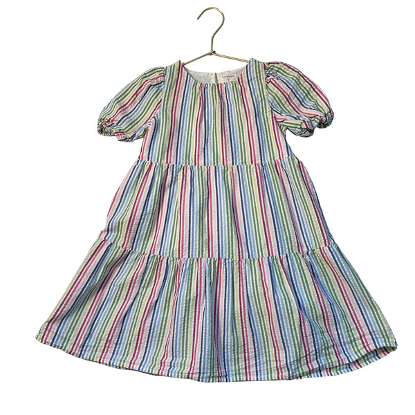 Crewcuts Rainbow Striped Seersucker Dress - Size 5