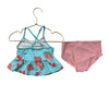 Carter's Teal Fruit & Striped Print 2 Piece Swim Suit - Size 18 Months