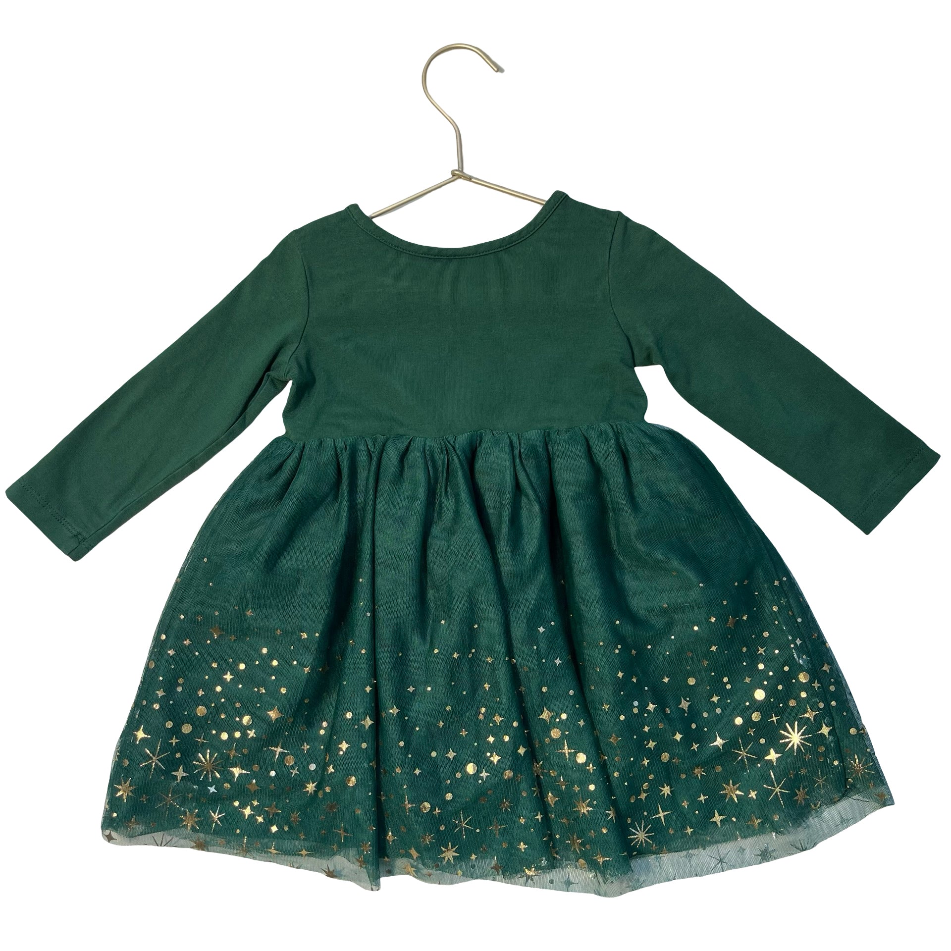 Hanna Andersson Green & Gold Foil Tulle Dress - Size 2T