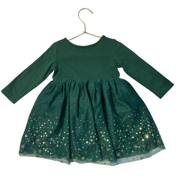 Hanna Andersson Green & Gold Foil Tulle Dress - Size 2T