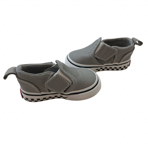 Vans Gray Canvas & Check Sneakers - Size 2