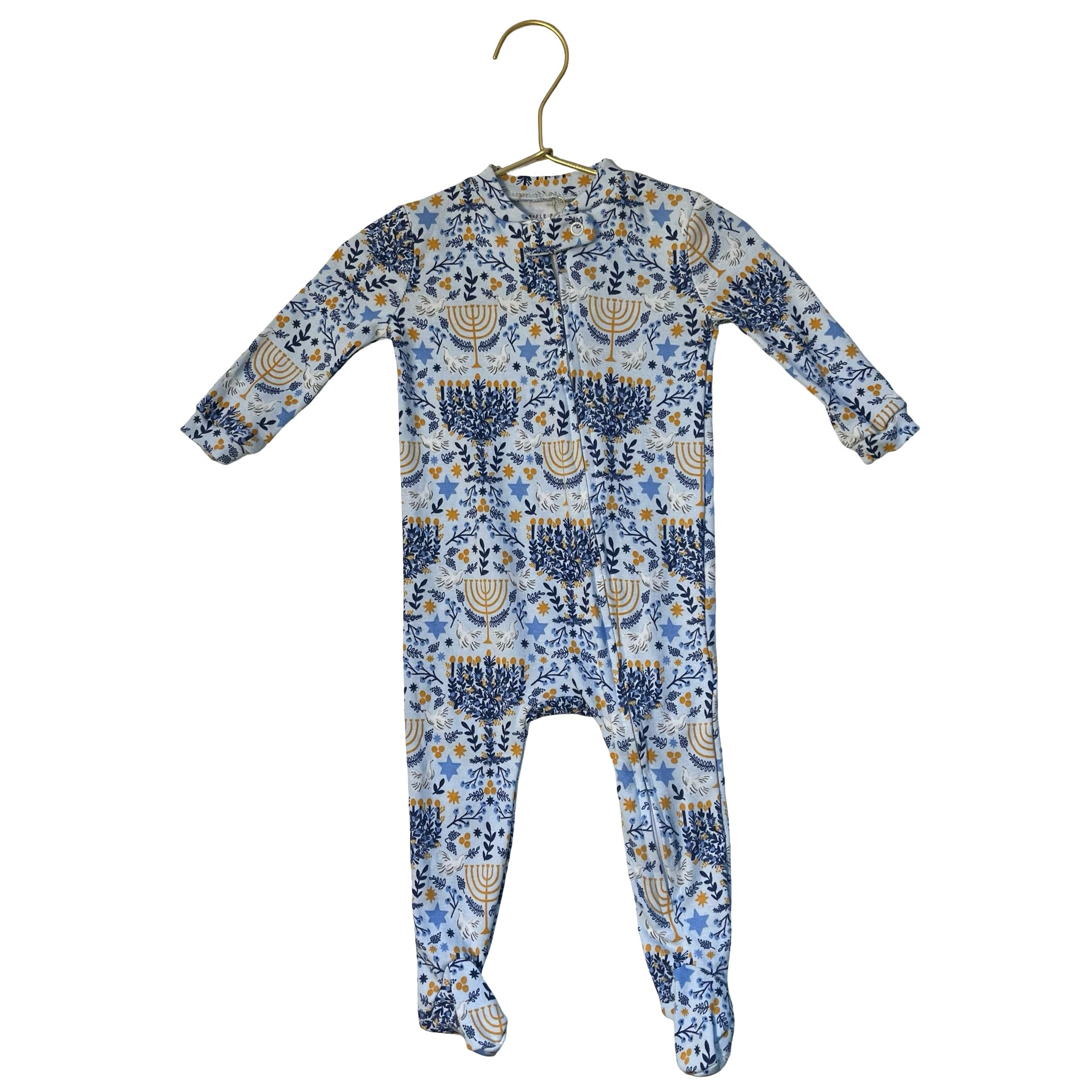 Pottery Barn Kids x Rifle Paper Hanukkah Print Footed PJs - Size Size 6-9 Mo