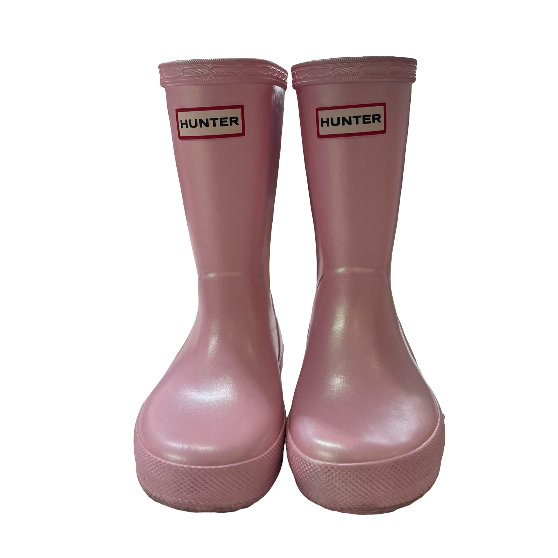Hunter Pink Iridescent Rain Boots - Size US 10G/9B (UK 8 EU 25)