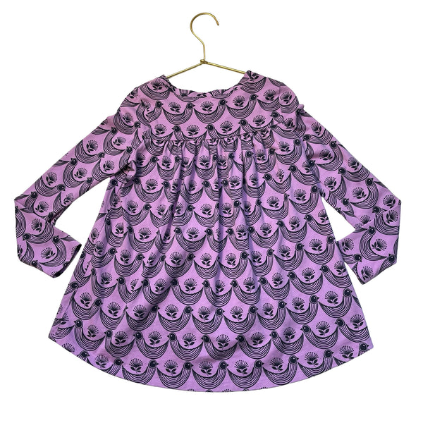 Tea Collection Purple Bird & Flower Pattern Tunic Top - Size 7