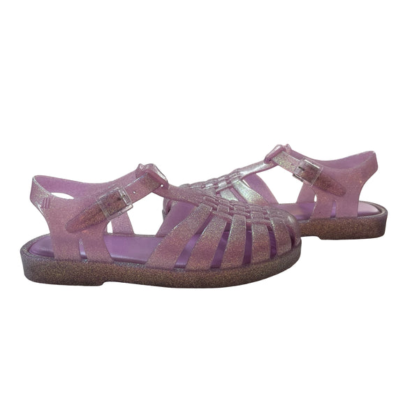 Mini Melissa Lavender Glitter Closed-Toe Jelly Sandals - Size 13