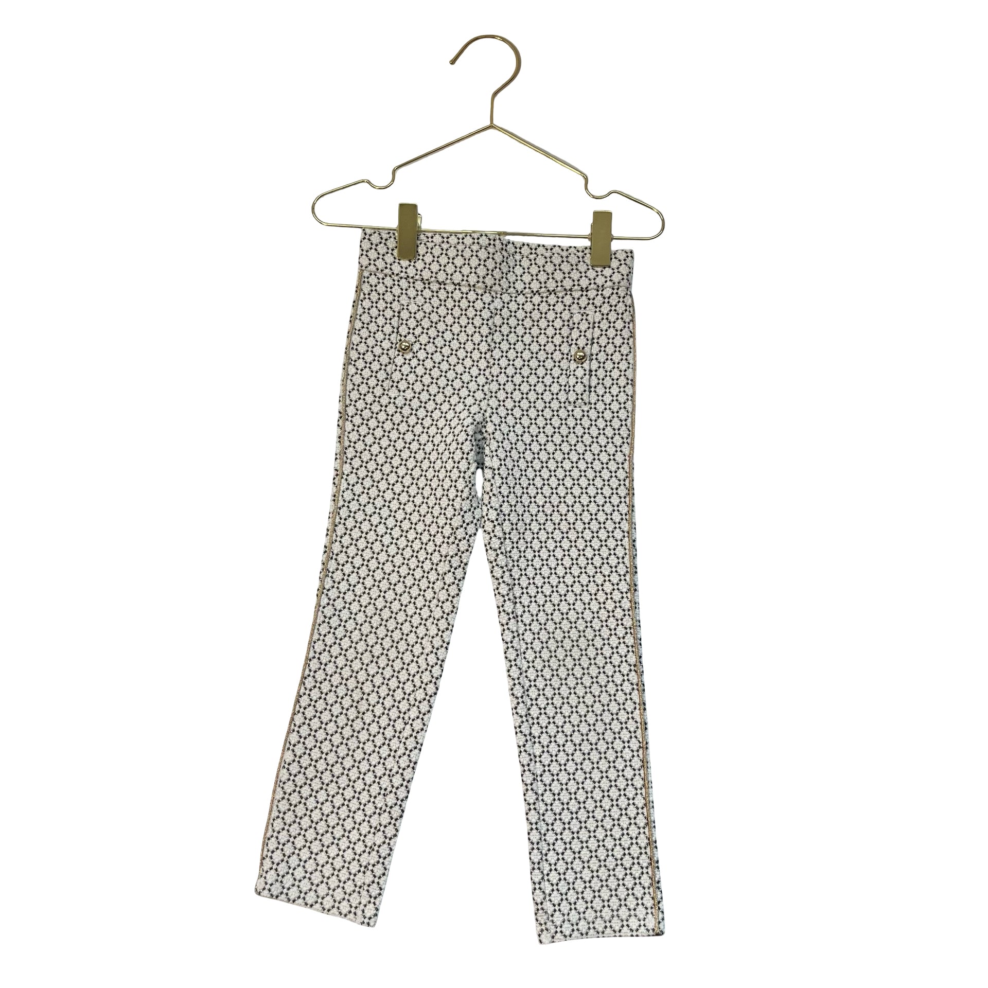 Janie and Jack Ivory, Black, Gold Metallic Leggings - Size 4