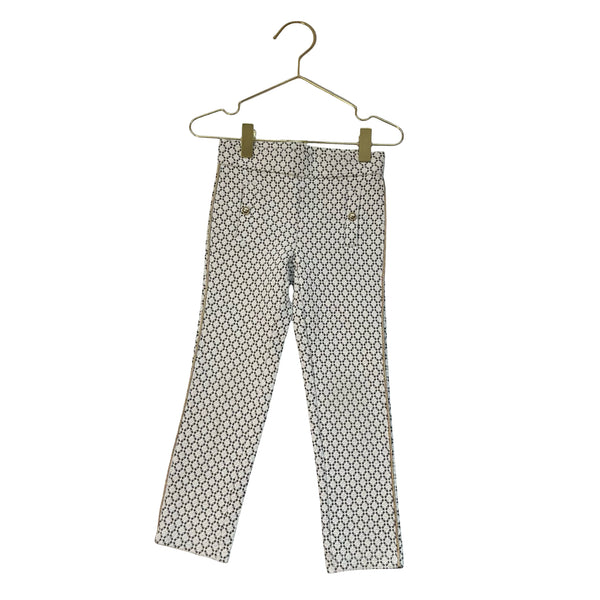 Janie and Jack Ivory, Black, Gold Metallic Leggings - Size 4