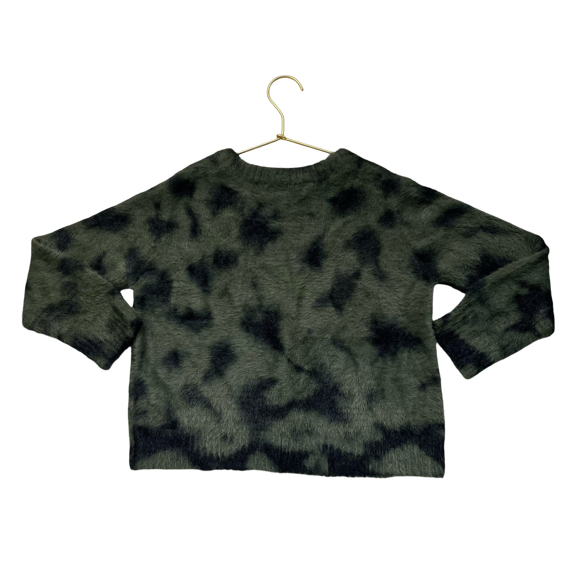 Bella Dahl Green & Black Pattern Fuzzy Sweater - Size 8