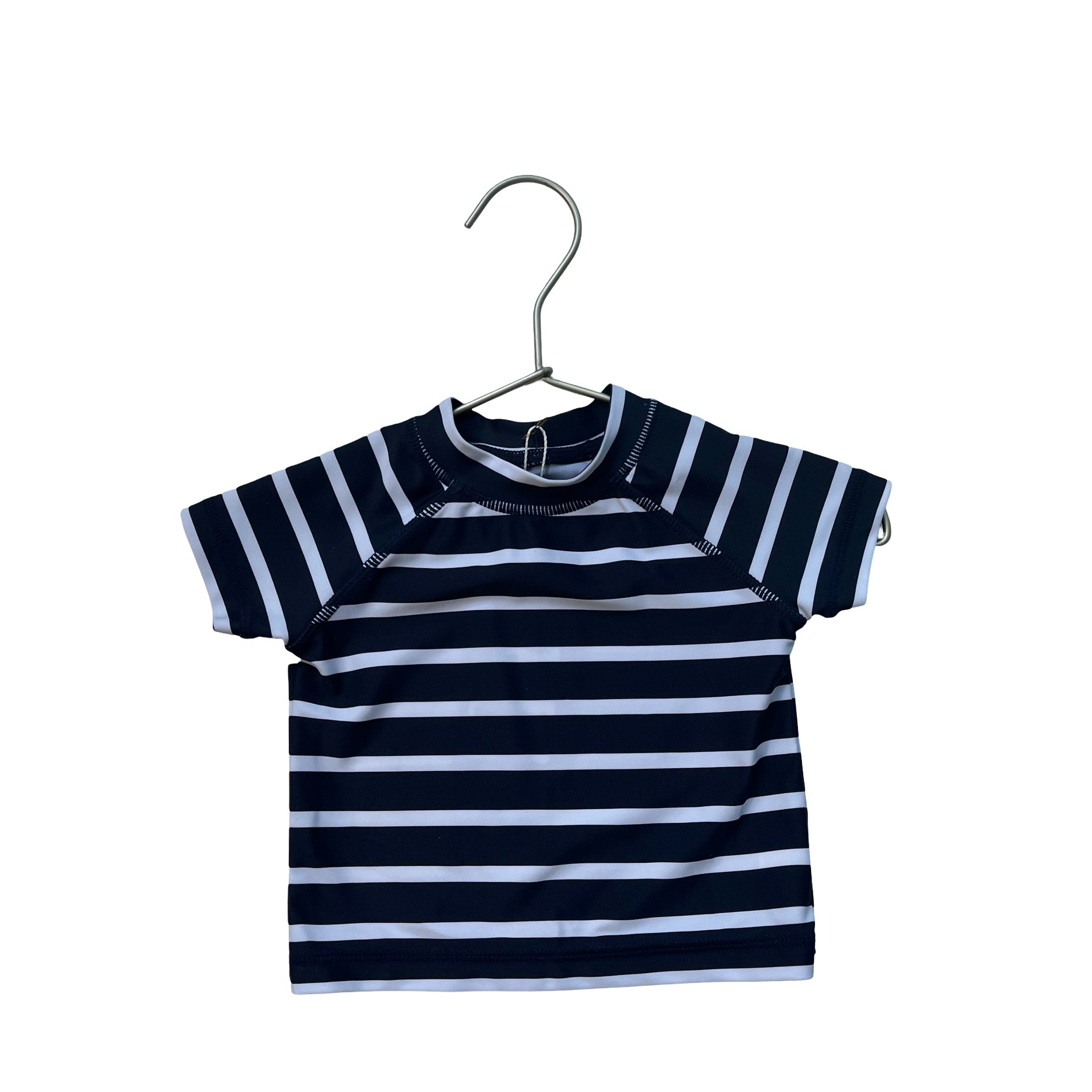 Janie and Jack Navy & White Stripe Rash Guard - Size 0-3 Months
