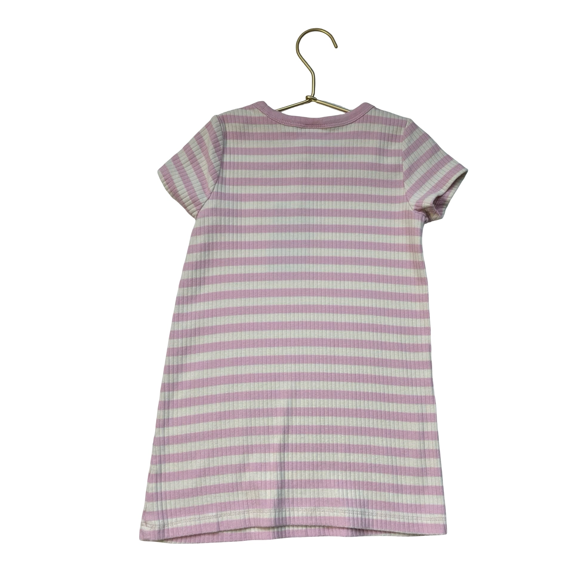 Hanna Andersson Pink & Ivory Striped Ribbed Dress - Size 4