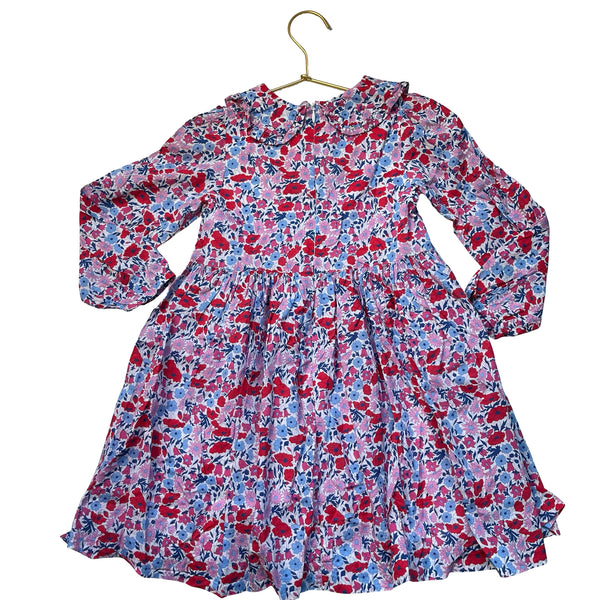 Jacadi White, Pink, Blue, Red Floral Dress - Size 6A