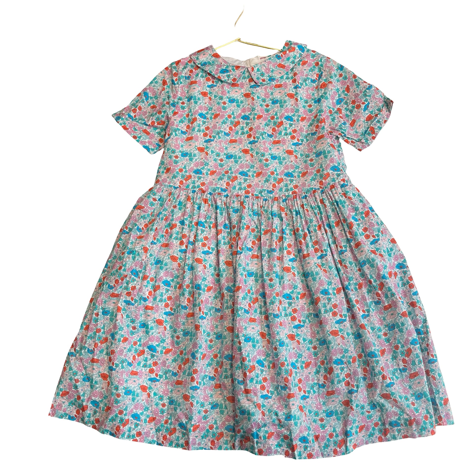 Jacadi White, Teal, Pink, Blue Floral Dress - Size 8A
