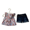 7 For All Mankind Pink Tie Dye Blouse & Denim Shorts Set - Size 12 Mo - Bounce Mkt