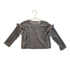 Vignette Gray Ribbed Velour Ruffle Top - Size 4Y