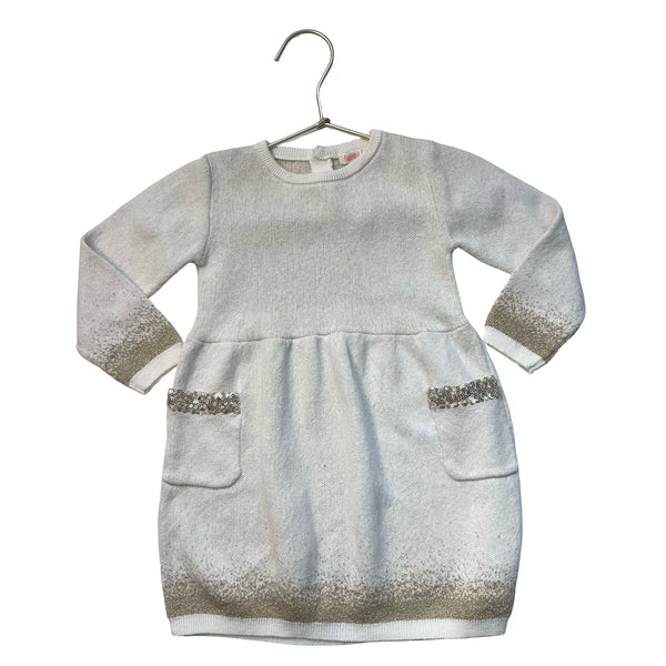 Billieblush Ivory & Gold Sweater Dress - Size 18 Mo