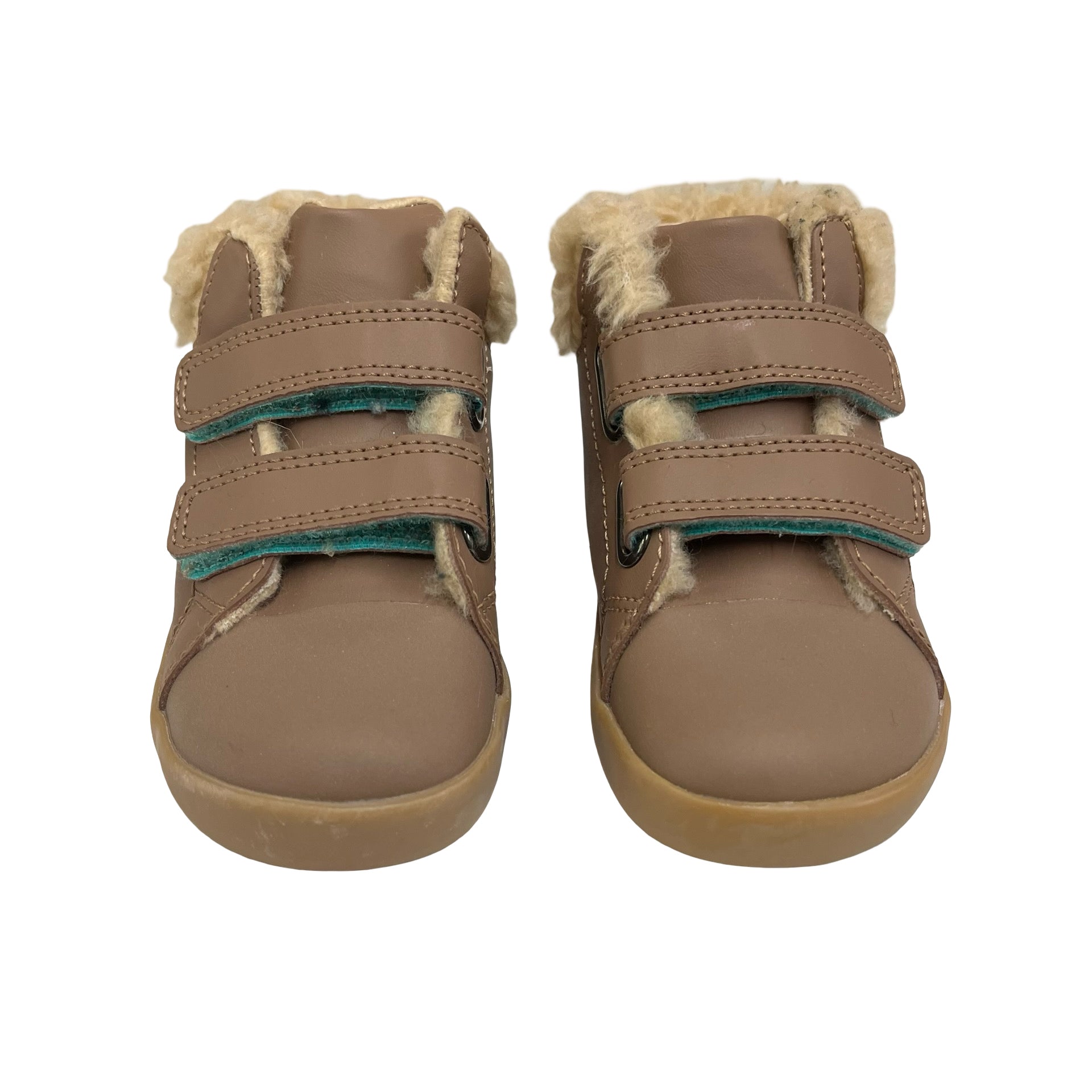 Ten Little Lined Brown Velcro Shoes - Size 7.5
