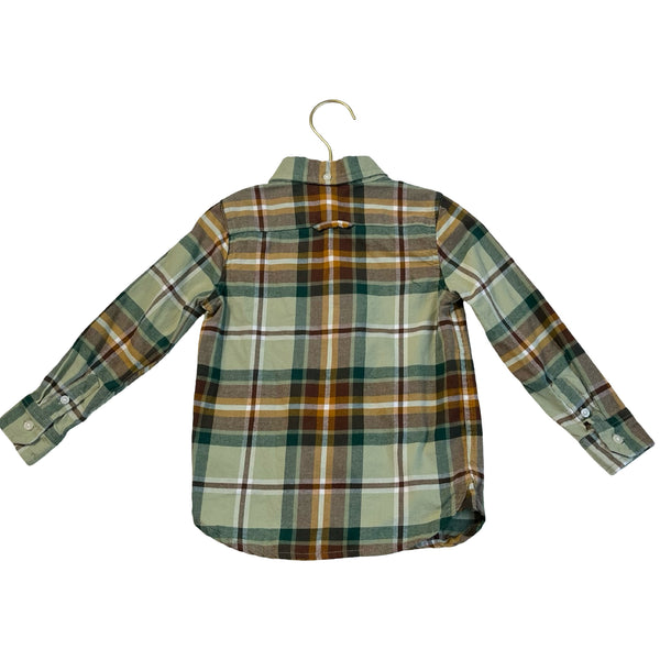 Janie and Jack Green, Orange, Ivory Plaid Button Down Shirt - Size 2T