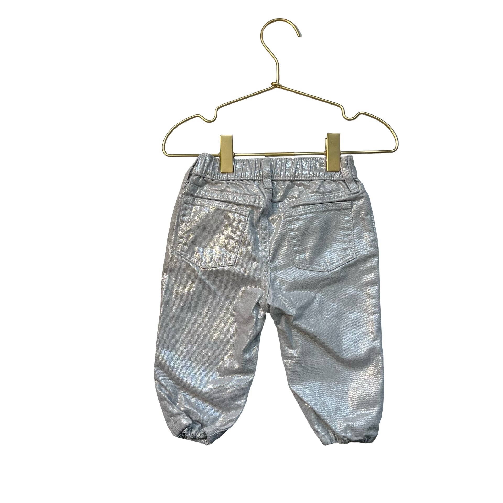 Baby Gap Metallic Silver Denim 'My First Bubble Jeans' - Size 6-12 Mo