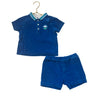 Jacadi Blue Terry Shorts & Polo Shirt Set - Size 24 Mo