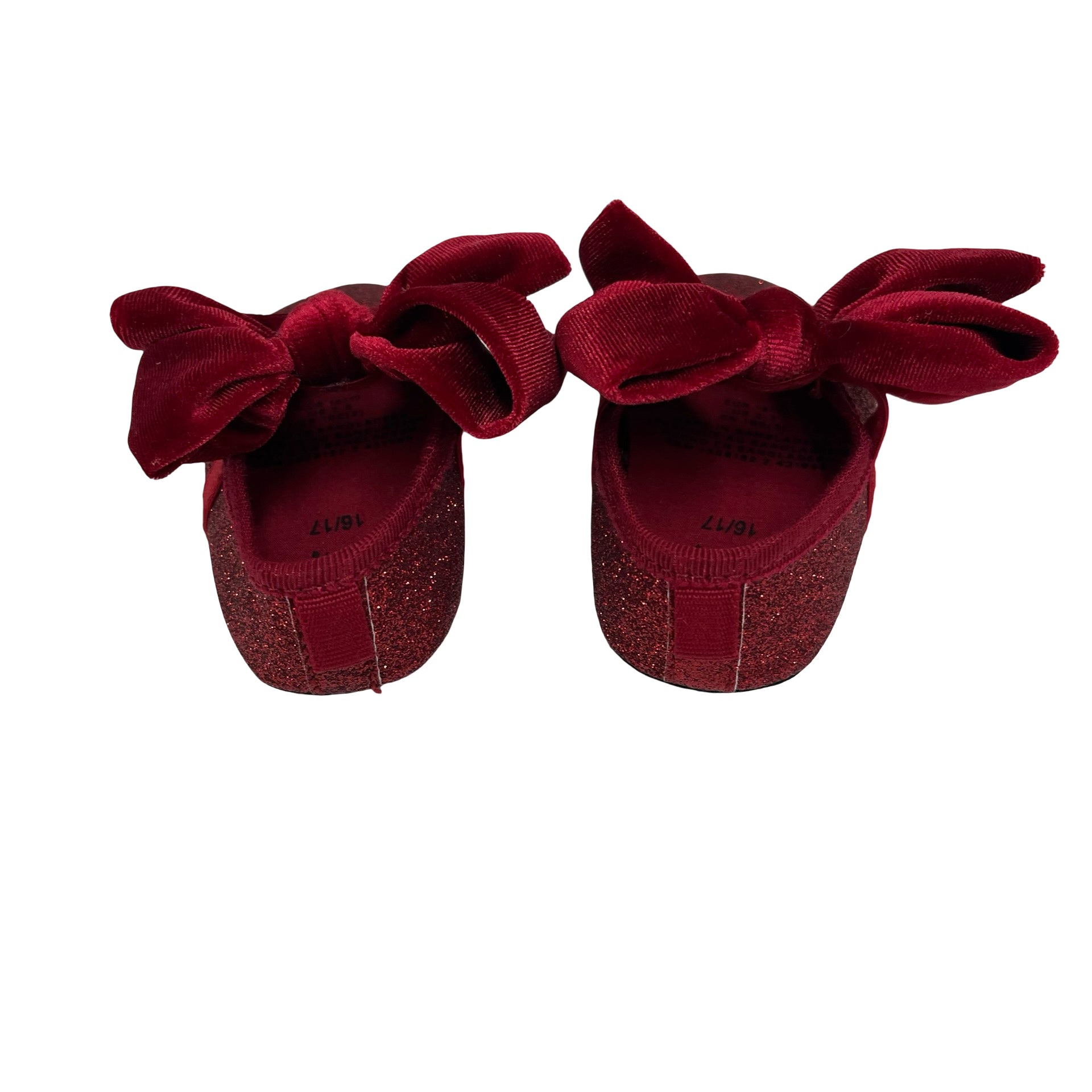 H&M Red Glitter Velvet Shoes - Size 16/17 (2/3)