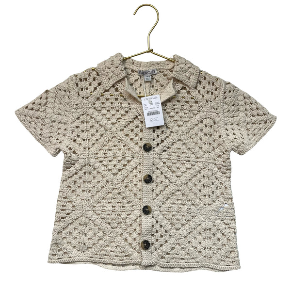 Crewcuts Ivory Cotton Crochet Button Down Shirt - Size XS 4-5