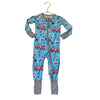 Little Sleepies Blue Emergency Vehicle Print One-Piece PJs - Size 6-12 Mo