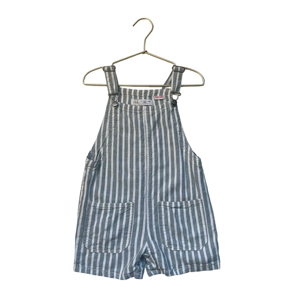 Zara Green & White Striped Linen-Blend Shortalls - Size 2-3