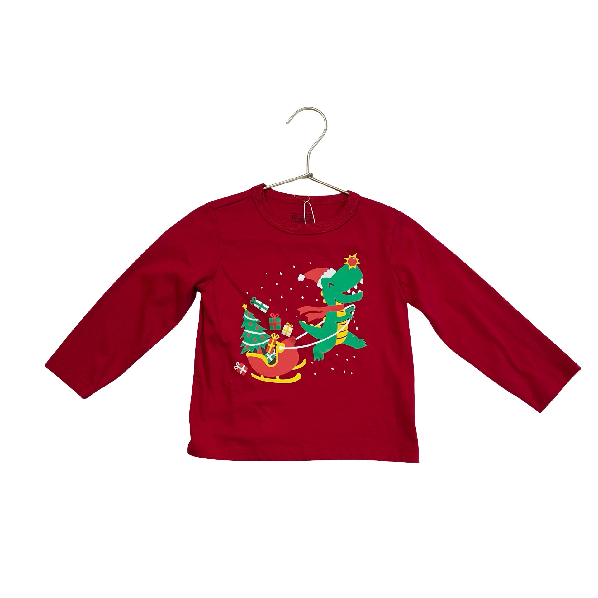 Children's Place Red Dino & Santa's Sleigh Shirt - Size 18-24 Mo