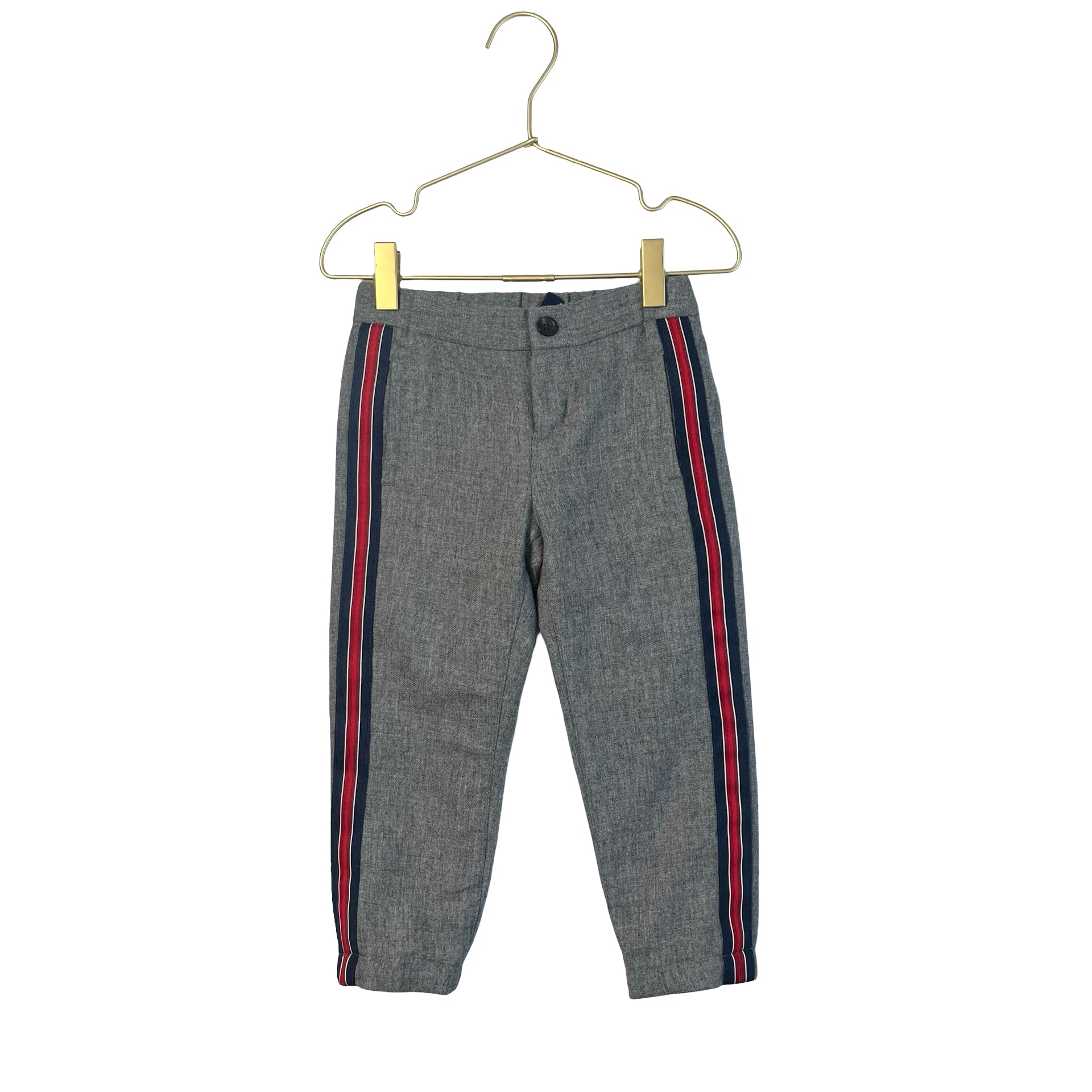 Janie and Jack Gray, Navy & Red Tuxedo Stripe Wool Pants - Size 6-12 Mo