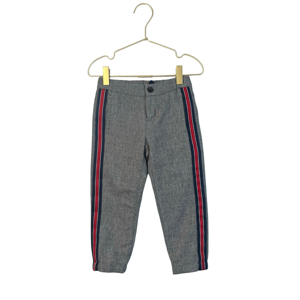 Janie and Jack Gray, Navy & Red Tuxedo Stripe Wool Pants - Size 6-12 Mo