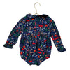 Hanna Andersson Navy Christmas Print Flannel Bodysuit - Size 3T