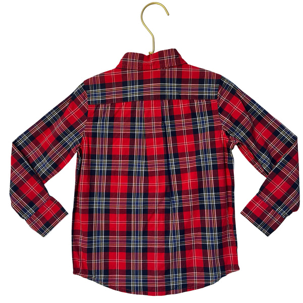 Janie and Jack Red Tartan Plaid Button Down Shirt - Size 3