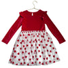 btween Heart Print Red Velour & White Tulle Dress - Size 6