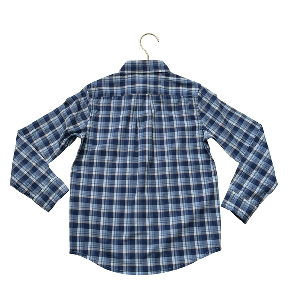 Janie and Jack Navy & White Plaid Button Down Shirt - Size 5