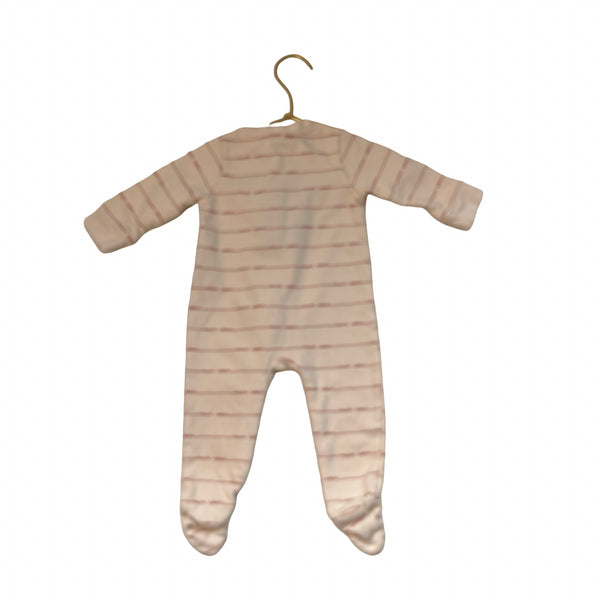 Bout'Chou Ivory & Red 'Mon Coeur' Footed One-Piece - Size 6 Mo