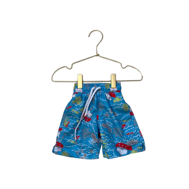 Flap Happy Blue Ship & Fish Swim Shorts - Size 6 Months