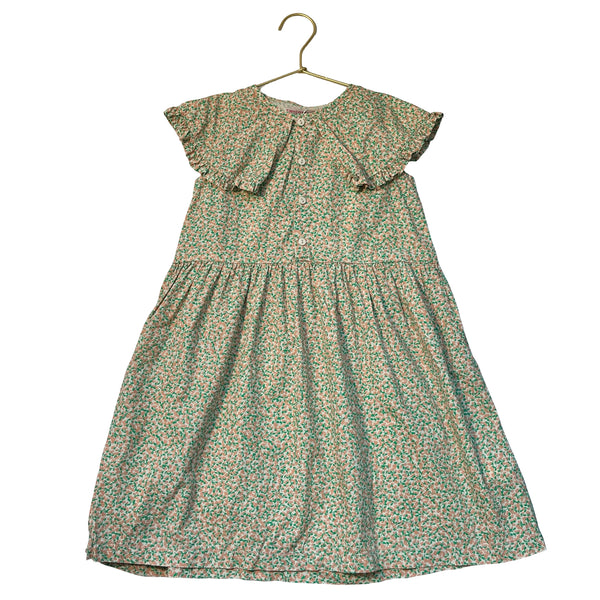 Tinycottons Ivory, Green, Peach Floral Dress - Size 6Y