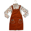 Max Studio Orange Corduroy Overall Dress & Pumpkin Print Top Set - Size 5