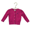Ralph Lauren Raspberry Pink Cotton Cable-Knit Cardigan Sweater - Size 18 Mo