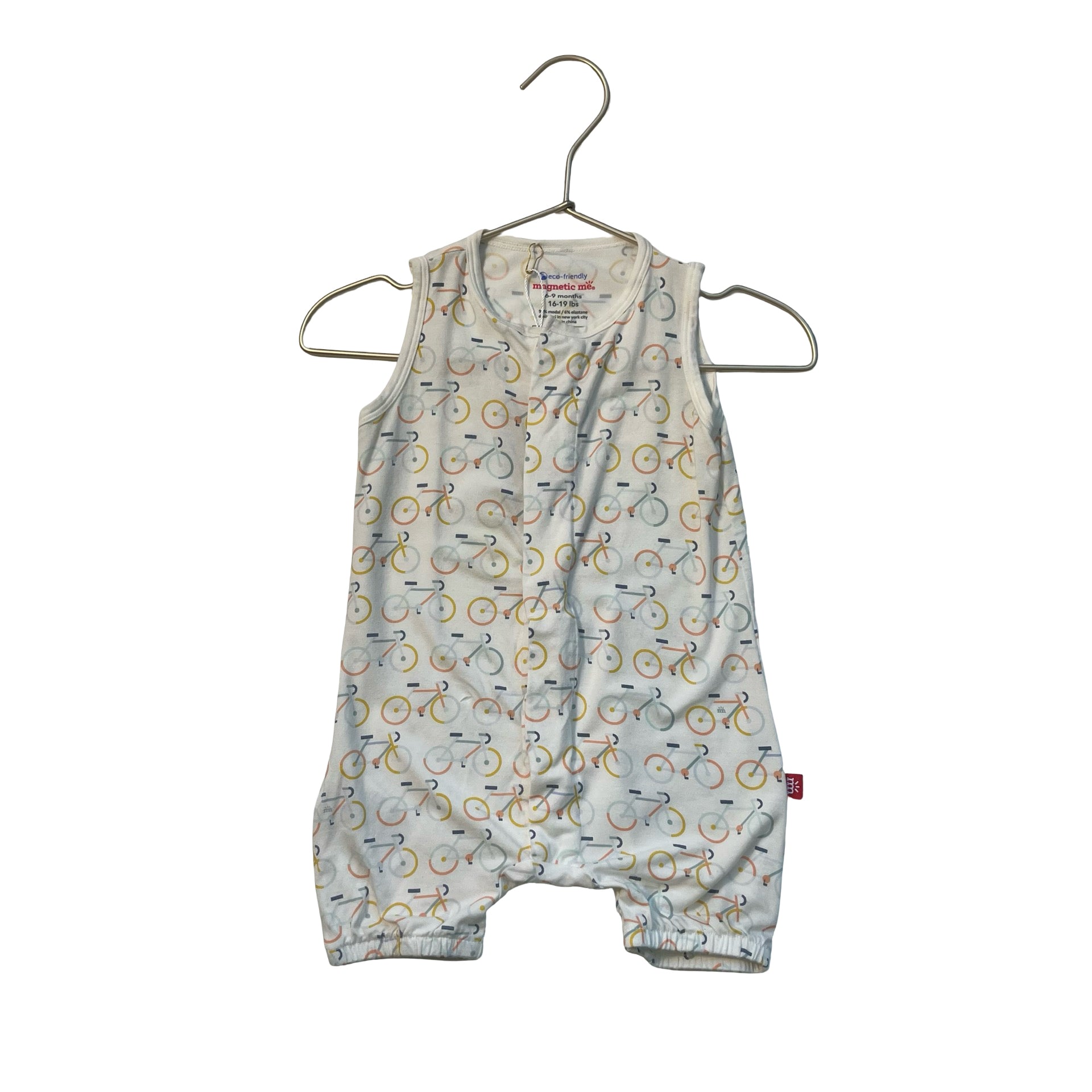 Magnetic Me Bicycle Print Romper - Size 6-9 Mo