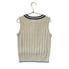 Baby Gap Ivory Cotton Cable Knit Sweater Vest, Blue Trim - Size 4