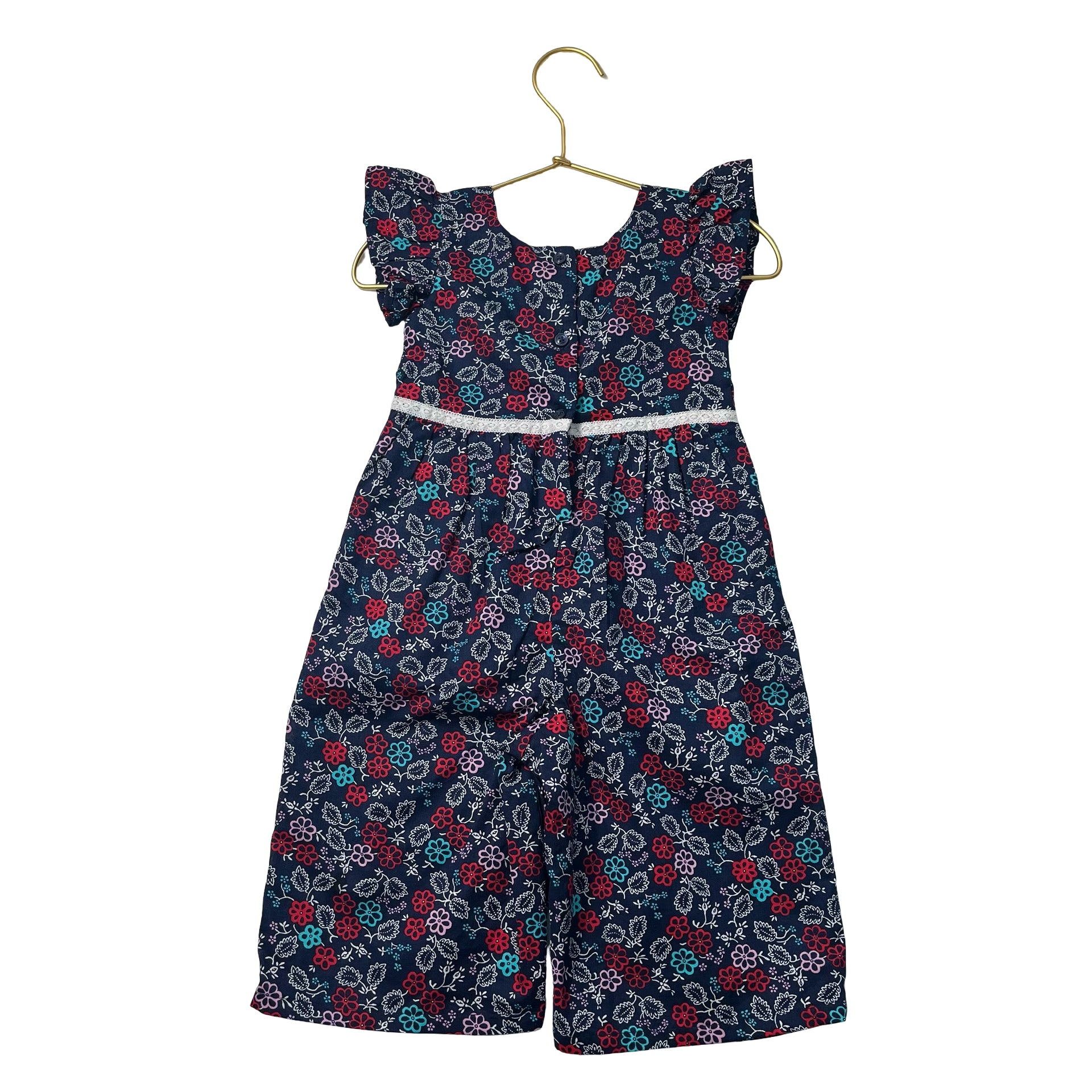 Janie and Jack Navy Flower Print Jumpsuit - Size 12-18 Mo