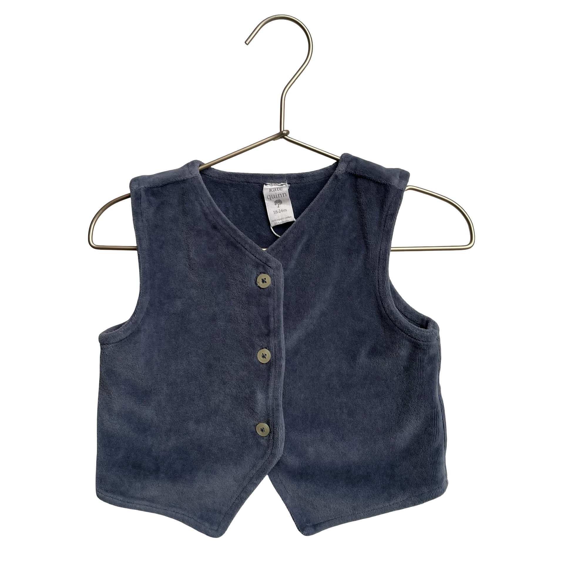 Kate Quinn Slate Blue Velour Vest - Size 18-24 Mo