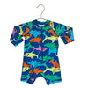 Hanna Andersson Blue & Multi-Color Shark Print Swim Suit Romper - Size 6-12 Mo