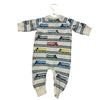 Hanna Andersson Ivory Train Pattern Cotton Knit Henley One-Piece - Size 6-12 Mo